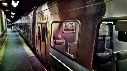 Train on railroad station platform