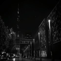 Illuminated street light at night