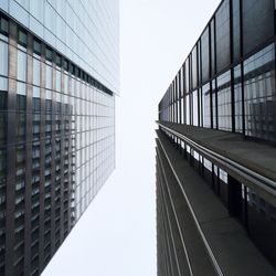 Low angle view of buildings against clear sky