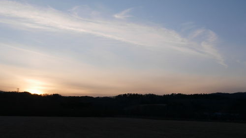 Scenic view of silhouette landscape against sky during sunset