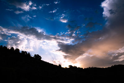 Low angle view of silhouette trees against sky during sunset