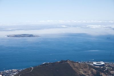 Aerial view of sea against sky