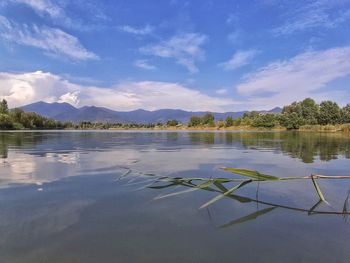 Scenic view of lake against sky