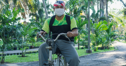 Man riding bicycle