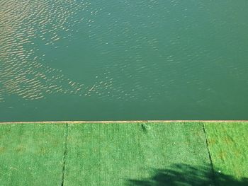 High angle view of pier over lake