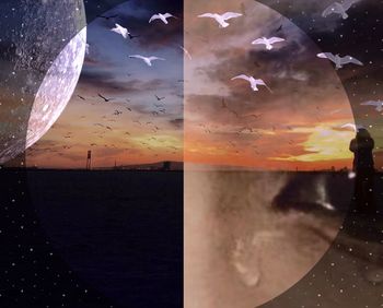 Close-up of sea against sky during sunset