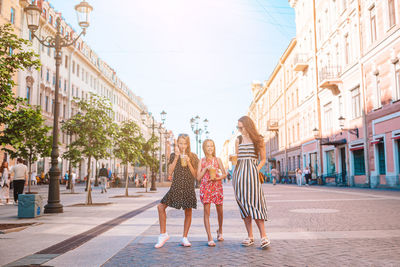 People on street in city