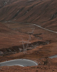 High angle view of road on land