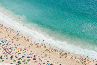 High angle view of people on beach