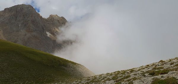 Scenic view of mountains against sky