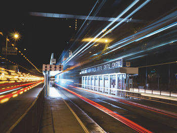 Blurred motion of train at night
