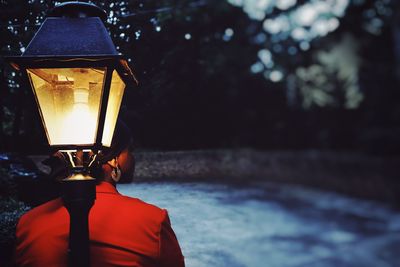 Close-up of illuminated lantern