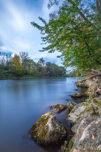 Scenic view of lake against sky