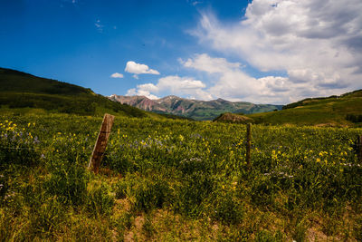 View of landscape against cloudy sky