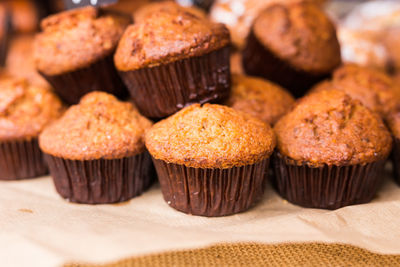 Close-up of cupcakes on table