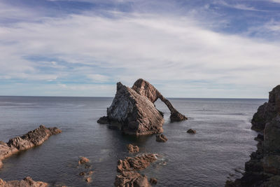 Locally known as the bow fiddle rock,this jagged geological outcrop is located portknockie, scotland