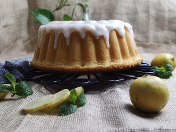 Close-up of cake on table