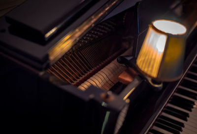 High angle view of piano keys