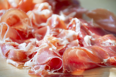 Close-up of chopped meat on table