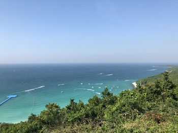 Scenic view of sea against clear sky