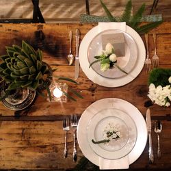 High angle view of food on table