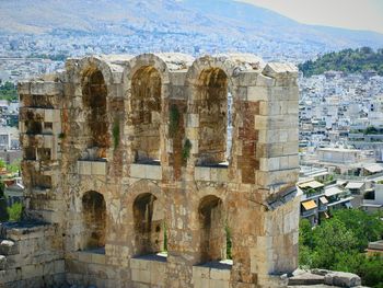 View of old ruin building in city