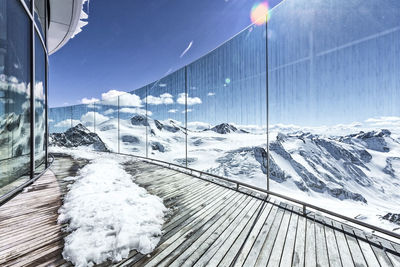 Snow covered mountains against sky