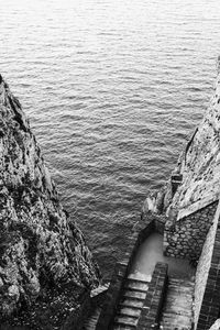 High angle view of rocks in sea