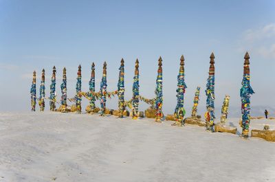 Scenic view of beach against clear sky