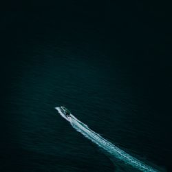 High angle view of boat in sea