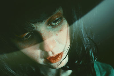 Close-up of depressed woman face