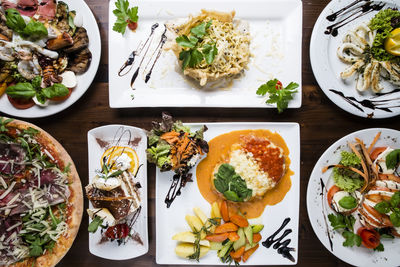 High angle view of food on table