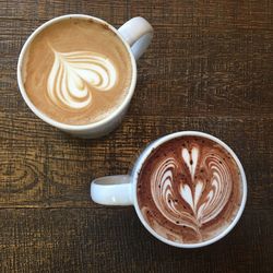 Directly above shot of cappuccino on table