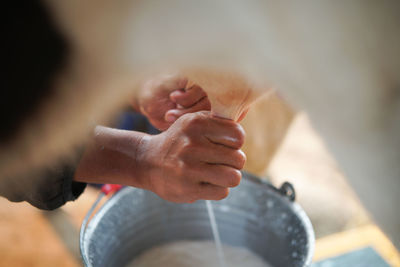 Close-up of woman holding hands