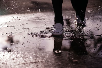 Low section of reflection in puddle