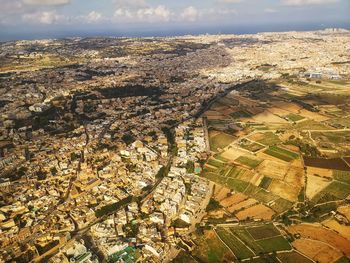 High angle view of townscape against sky