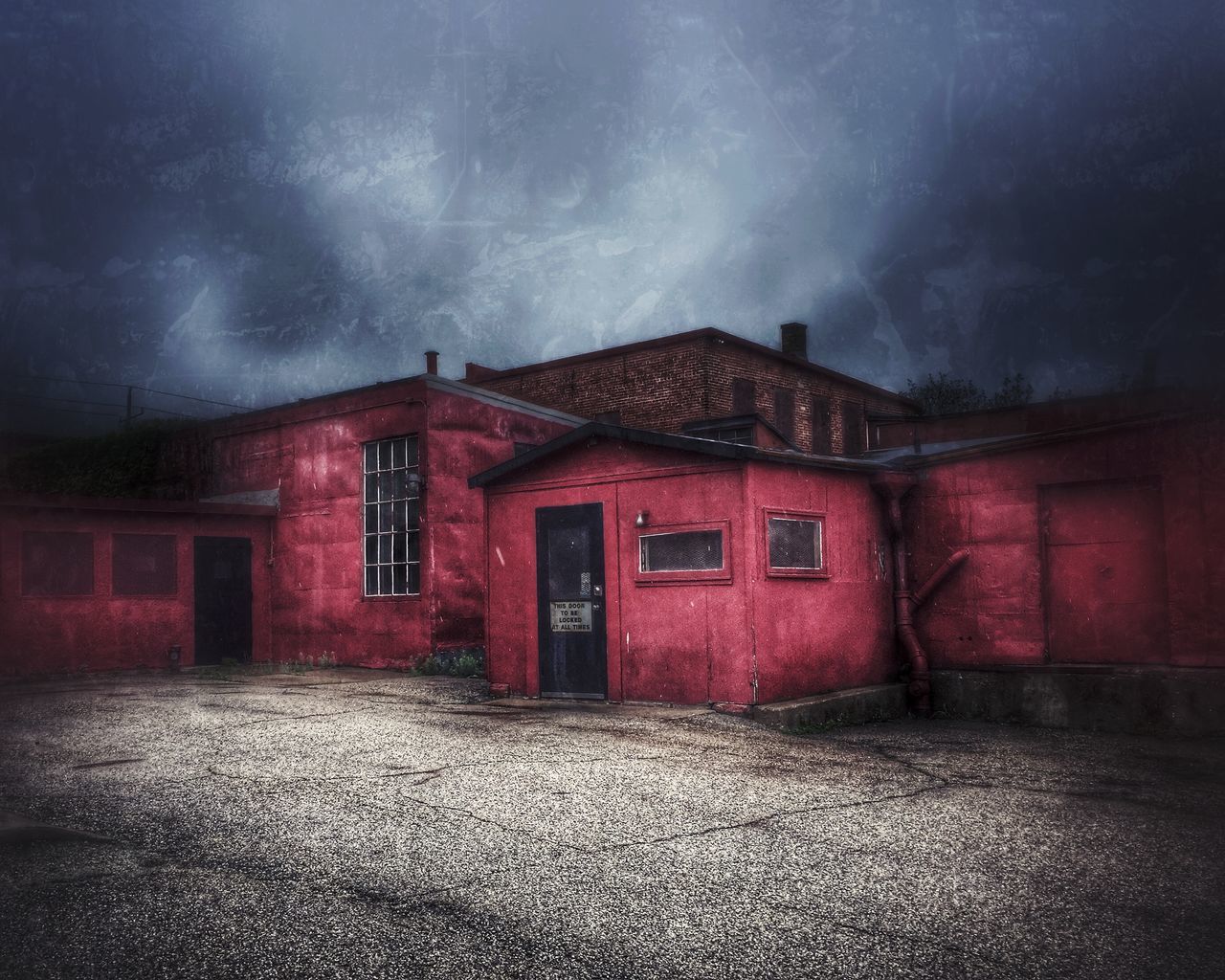 architecture, building exterior, built structure, sky, red, cloud - sky, house, night, street, cloudy, dusk, residential structure, weather, road, outdoors, illuminated, window, overcast, no people, residential building