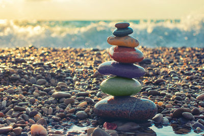 Stack of stones on beach