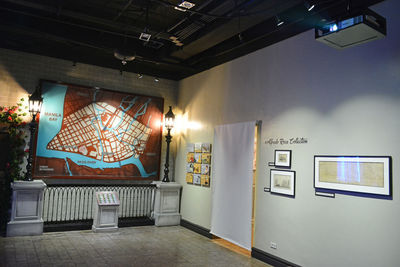 Interior of illuminated building