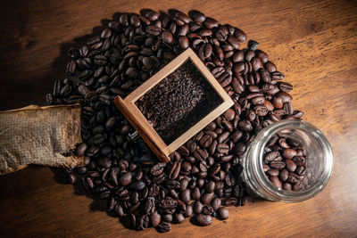 Coffee beans top-down