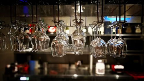 Illuminated lanterns hanging