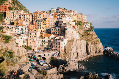 Panoramic view of beach and buildings against sky