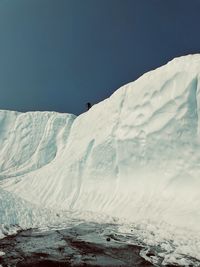 Scenic view of ice wall against clear blue sky