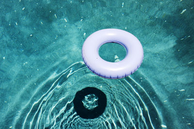 High angle view of inflatable ring floating on water