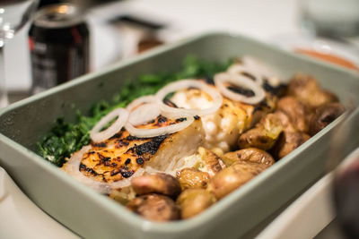 Close-up of food in bowl on table