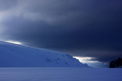 Scenic view of snowcapped mountain against sky