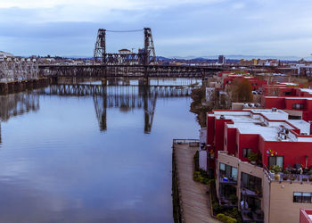 View of river with buildings in background