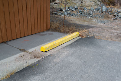 High angle view of yellow road