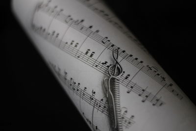 High angle view of pen on table against black background