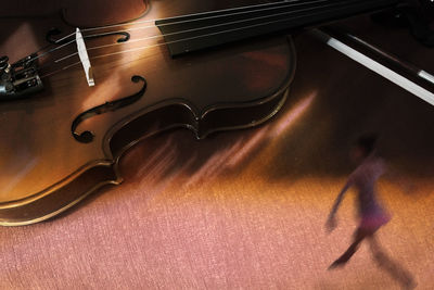 Close-up of piano on table